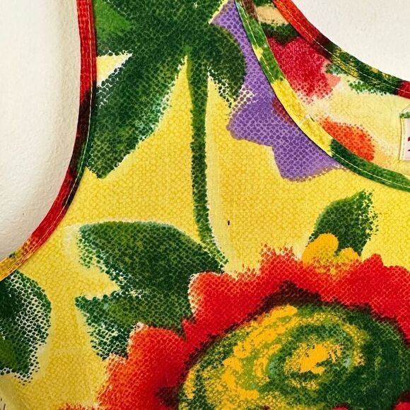 Jams World Vintage Women’s Yellow Red Purple Large All-Over Floral Print Sleevel - Picture 3 of 9